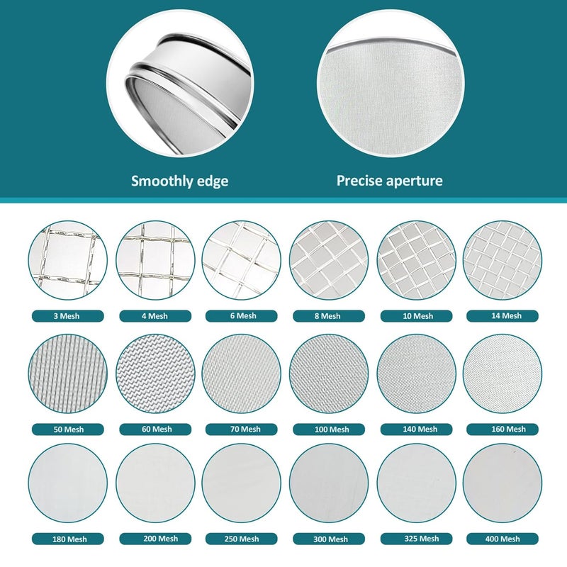 LVDALAB 304 Stainless Steel Mesh Lab Sieve, 1000 Mesh(0.015mm) Aperture Test Sieve, 7.9Inch(20cm) Diameter Economy Standard Analysis Sample Test Sieves for Industrial Laboratory Homes - Image 3